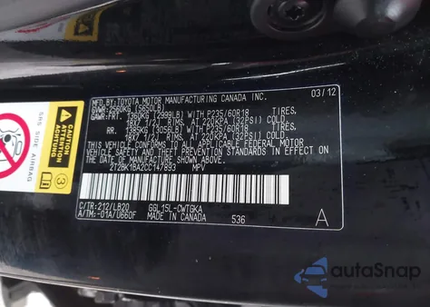 2012 Lexus Rx 350 from USA, damaged, VIN 2T2BK1BA2CC147893